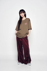 25SS ワンポイントロゴカラーリングワイドトラックパンツ バーガンディー