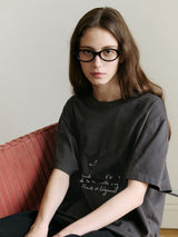 ローラキャットフレンズルーズフィットTシャツ チャコール