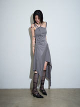 【MADE】カットアウトスリップドレス グレー