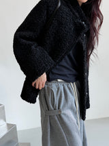 High neck boucle half coat(4color) 