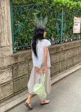 Arche Check Frill Short Sleeve Blouse