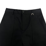 Dリング カーゴストレート バンディング ロングコットンパンツ (2 colors)