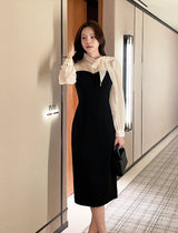 26SS★ メラージュシフォンカラータイHラインワンピース