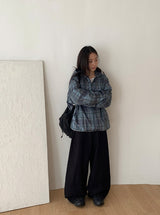 [unisex] キャンバーチェックフードウィンドブレーカー