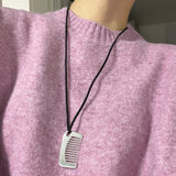 [925silver] Large comb suede necklace