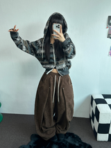 2ウェイ🤎 ノルディックフーディーセミクロッピードジップアップジャケット 🤎💙🩶2カラー