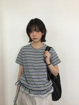 ピンレースクルーネックTシャツ (3color)