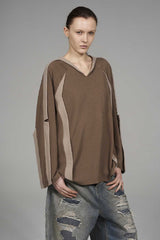 V-Neck Draped Long Sleeve Tee