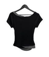 Sherry Layered Boat Neck Short Sleeve T-shirt