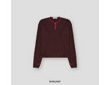Cumin Fingerhole Waffle Henley neck 4C