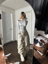  Cut-off shoulder cross sleeve WH