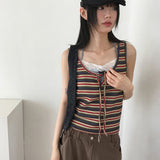 Titan color combination striped strap vest tank top sleeveless