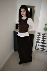 Corduroy maxi skirt, Dark brown
