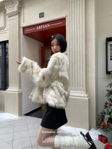 Ivory Fox High-Sleeved Collar Jacket