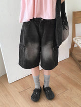[4color] Tishan Cargo Bermuda Half Denim Short Pants