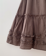 Luen midi checkered skirt Fall layered frill soft fit