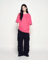 25FW ボーダーラインベーシックロゴショートスリーブTシャツ ホットピンク