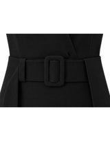 Isolde Halter Neck Belt Pintuck Pleated A-Line Mini Dress Black
