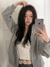 [UNISEX] テリーベーシックルーズフィット2WAYフードジップアップ (4color)