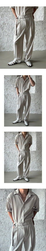 [SET UP가능]ミニマルハーフシャツ(3color)