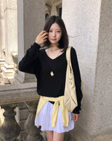 [ORIGINAL] Rainy V-Neck Sheer Long-Sleeve Tee