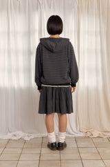 ストライプフードジップアップ (BLACK)