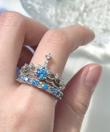 BLUE CUBIC CROWN RINGS