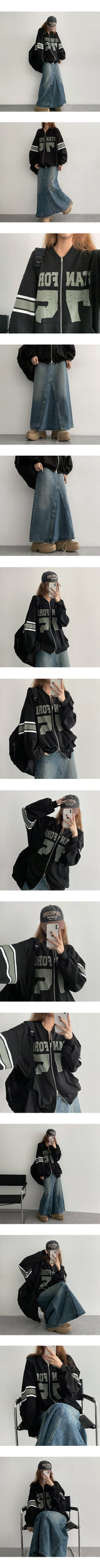 [S~XL] Purry rewashed cut denim long skirt