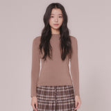 BASIC ROUND T-SHIRT (BROWN)