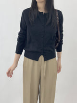 Picre Round Neck Button Long Sleeve Knit Cardigan