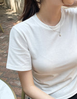 リンダ ラウンドネック シャーリング スリット 半袖Tシャツ