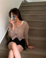 [BELLIDE MADE] リネンVネック長袖カーディガン