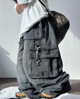 D-RING ZIPPER CARGO BALLOON PARACHUTE LONG PANTS🪽🩵🖤 - 2 COLORS
