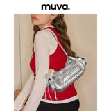 muva. Ballet‑Style Bow‑Detail Underarm & Cross‑body Bag, Genuine‑Leather Light Cute Elegant Women’s Purse, New Arrival Mar 14