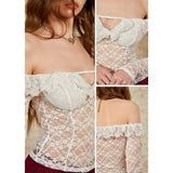 [GirlyFancyClub] One shoulder padded lace top