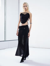 Emoha punk  printed Tencel slightly transparent spicy スリムフィッシュテールスカート