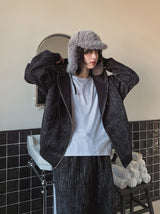 Dets two way velvet hoodie zip-up