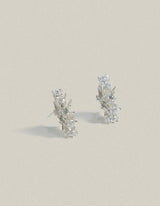 Flowery Wave White Stone Post Silver