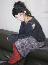 chiffon banding leopard long skirt