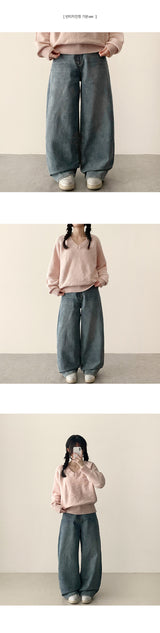 [Short & basic & long] ノエルウォッシングセミワイドデニムパンツ