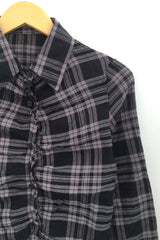 ruffle frill checkered short shirt