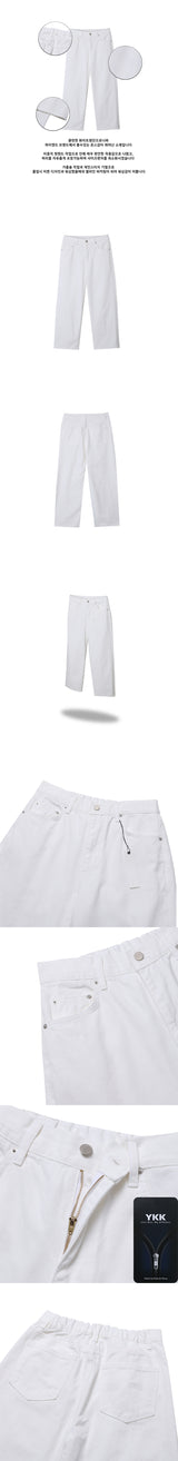 [S-XL] ホワイトハーフバンディングワイドパンツ