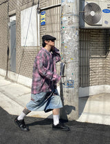 No.0785 thin C string check SHIRT (3color)