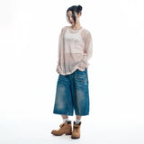 Cut Off Net Knit - BEIGE