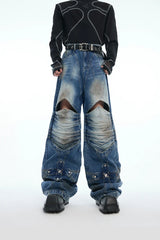 Armored Cross Cutout Denim
