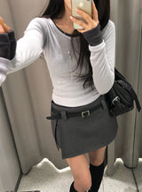 Todu Round See-through Long Sleeve T-Shirt