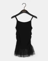 Potel see-through dot frill shirring layered sleeveless