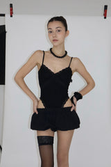 ロマンティックレースボディスーツ [BLACK]