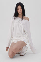 Soft Club one-shoulder sweatshirt, White