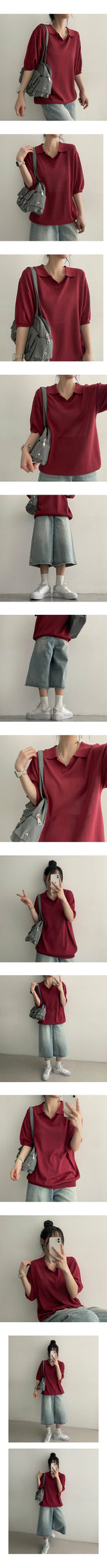 Molylinen Collar Short Sleeve Knitwear